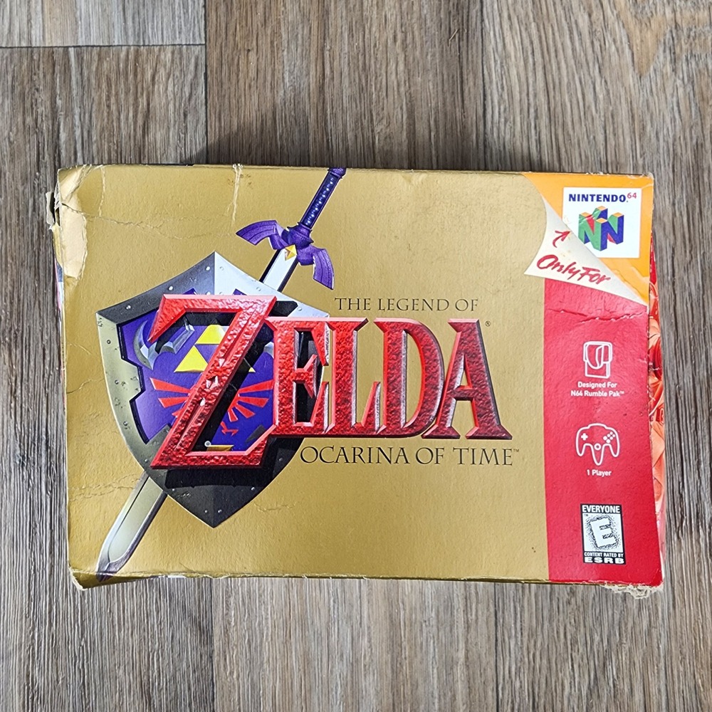 Vintage Nintendo 64 Legend of Zelda Ocarina of Time BOX ONLY NUS-006 Gold N64